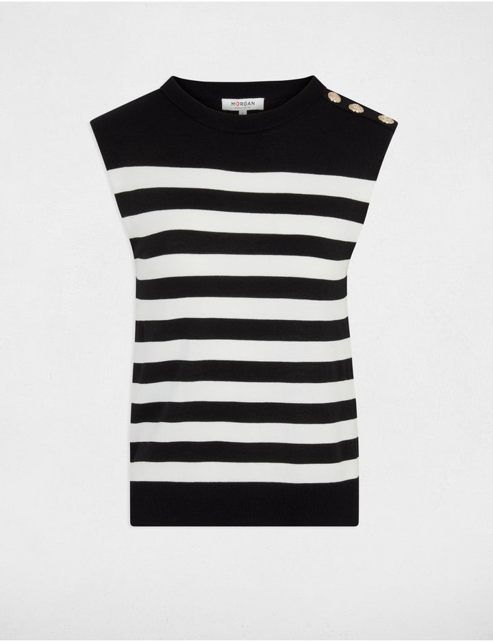 Pull sans manches rayé