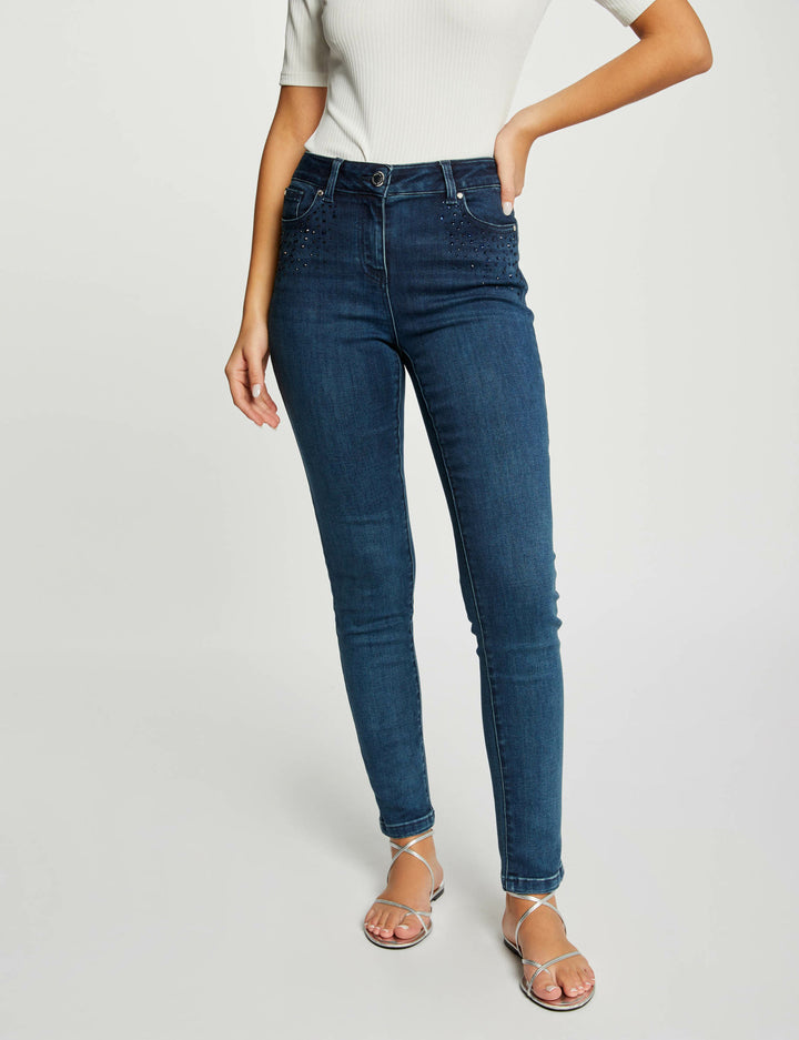 Jeans slim détails strass