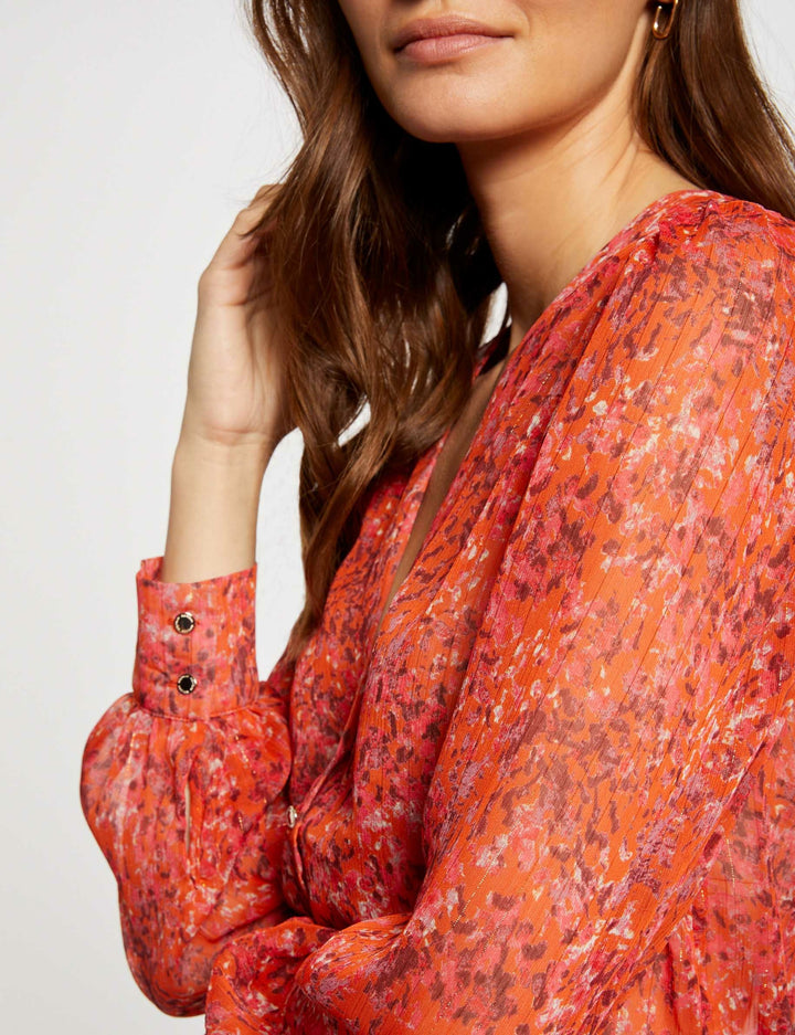 Chemise col en V imprimée