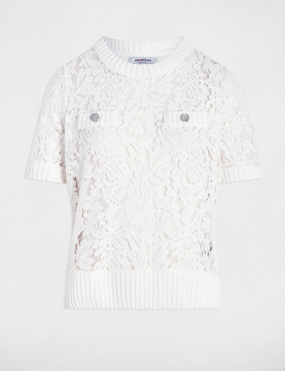 Pull manches courtes dentelle