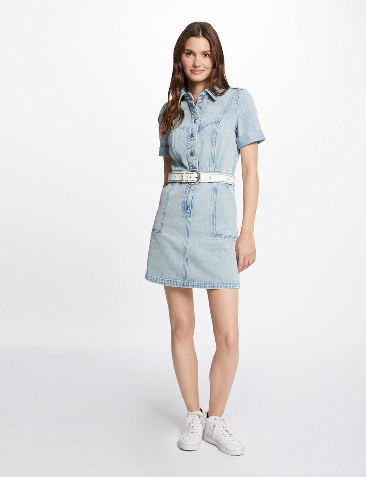 Robe courte boutonnée en jean