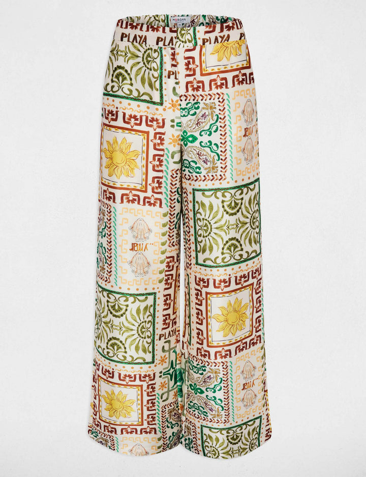 Pantalon large taille haute