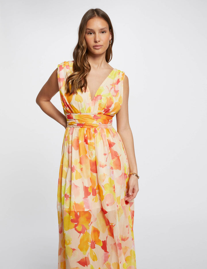 Robe longue droite imprimée