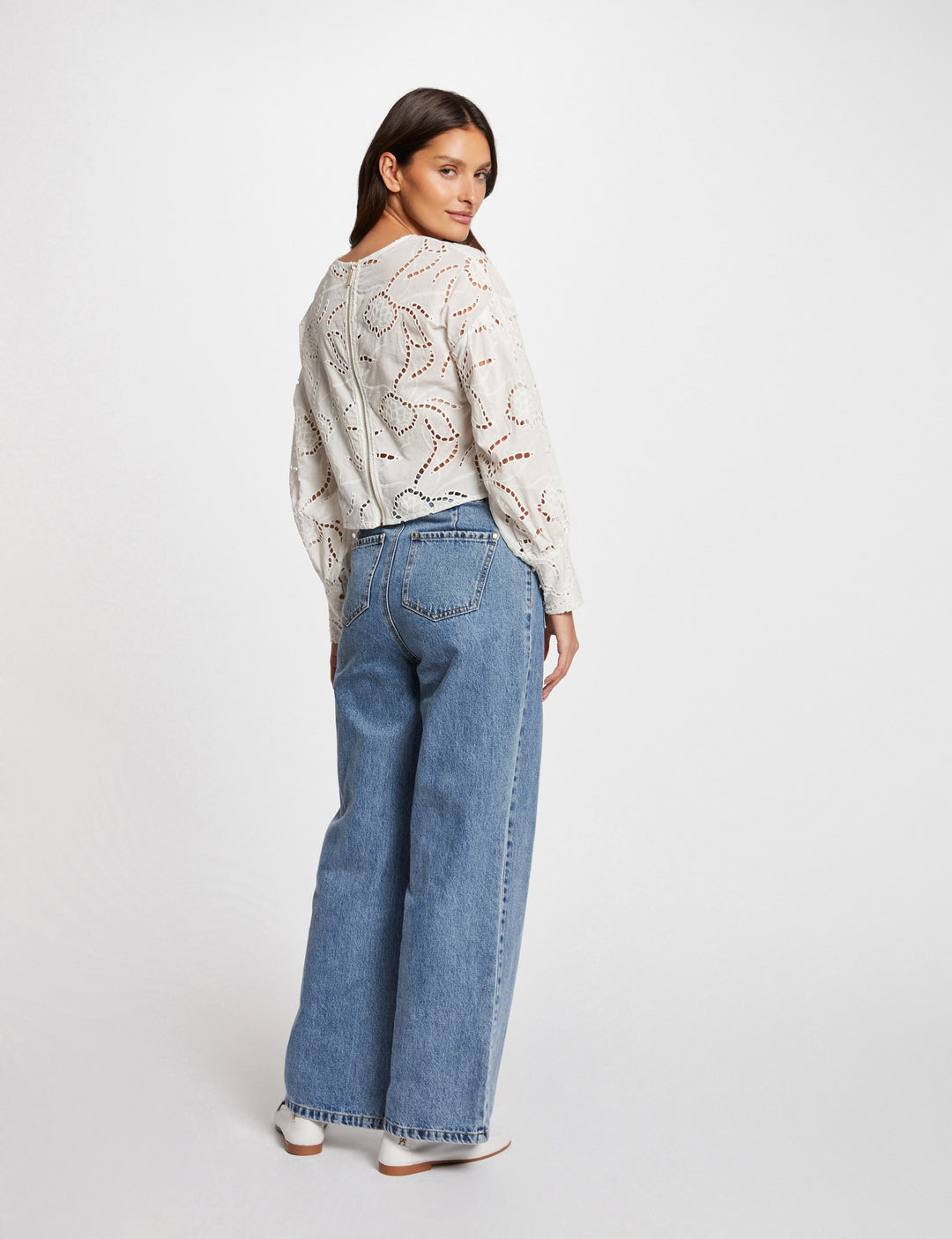Top broderie anglaise zippé