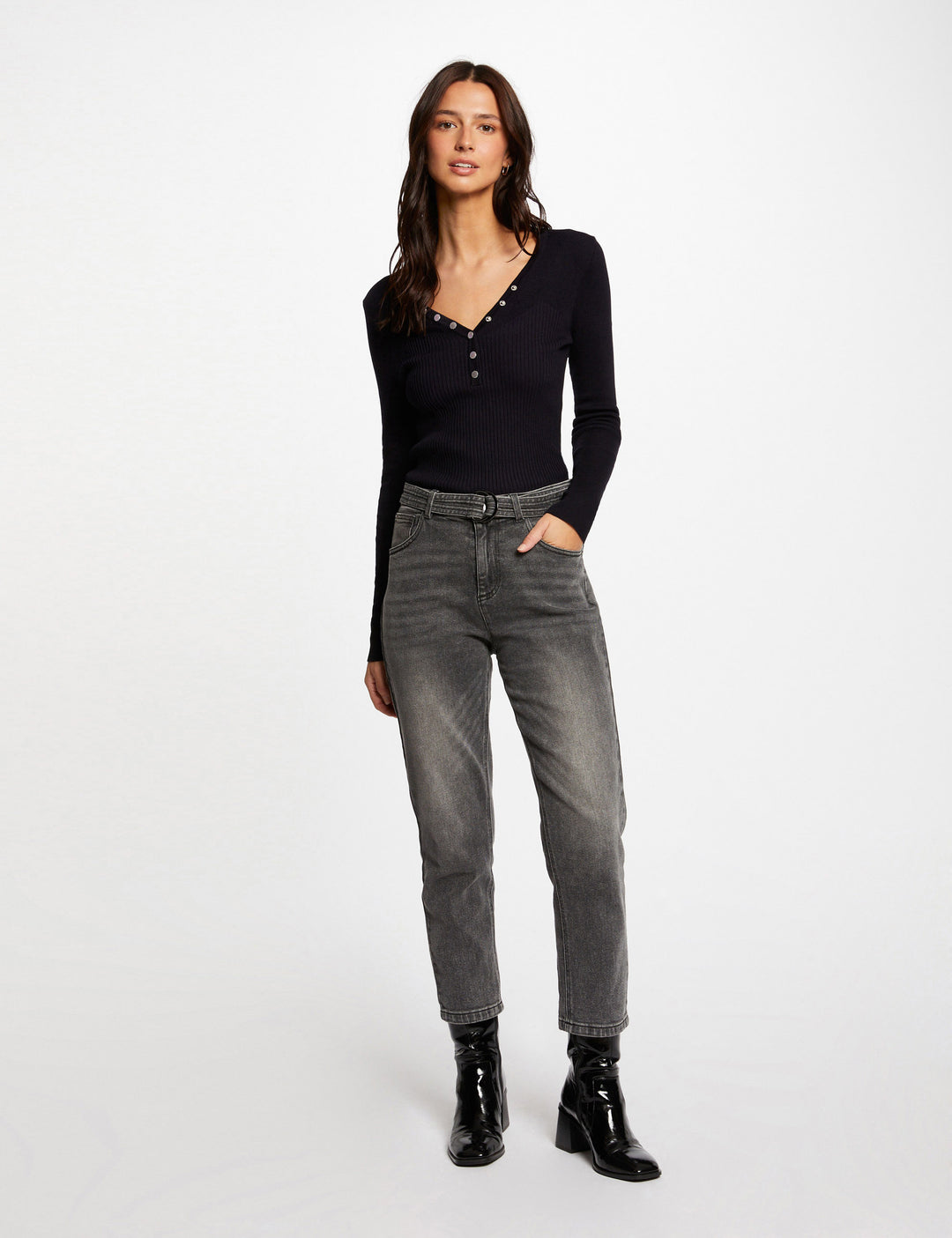 Pull manches longues avec boutons
