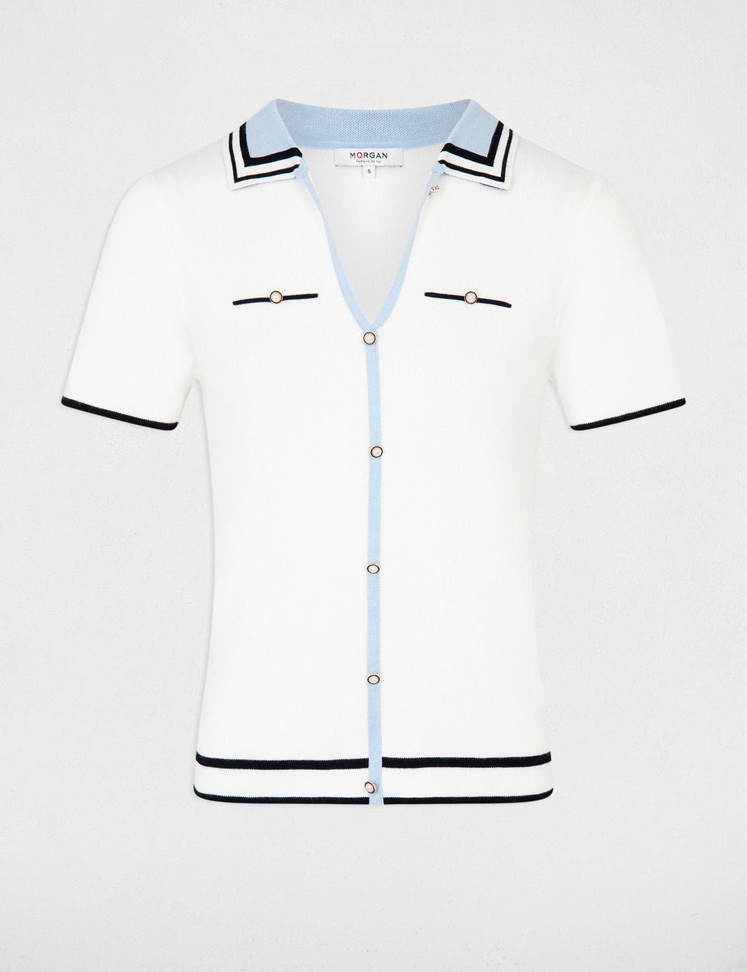Pull col polo manches courtes