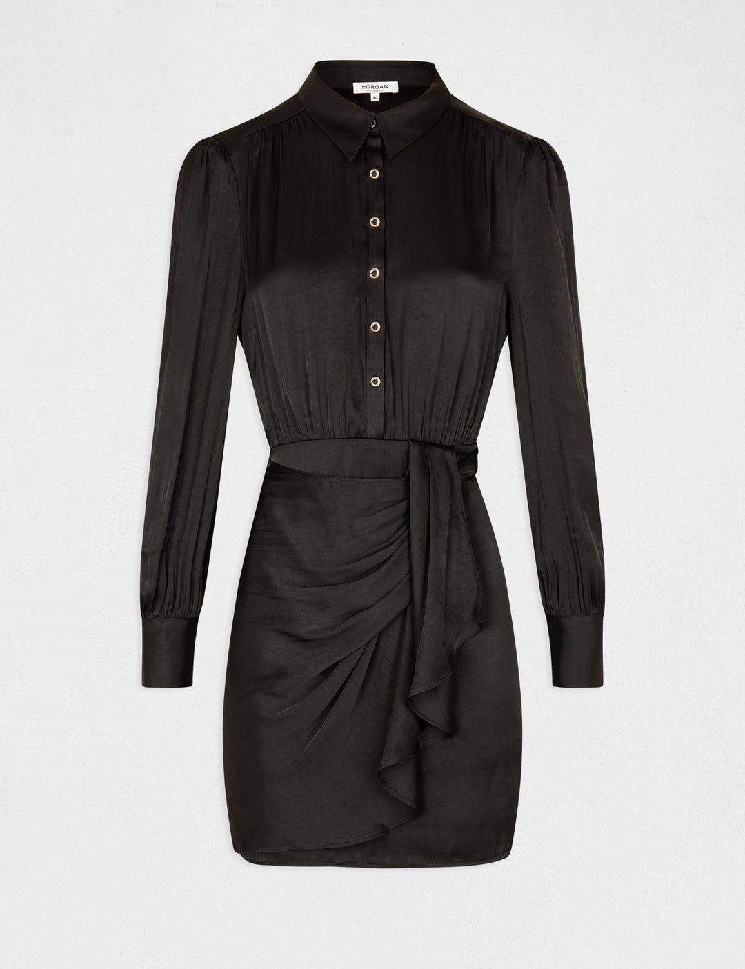 Robe droite drapée satinée
