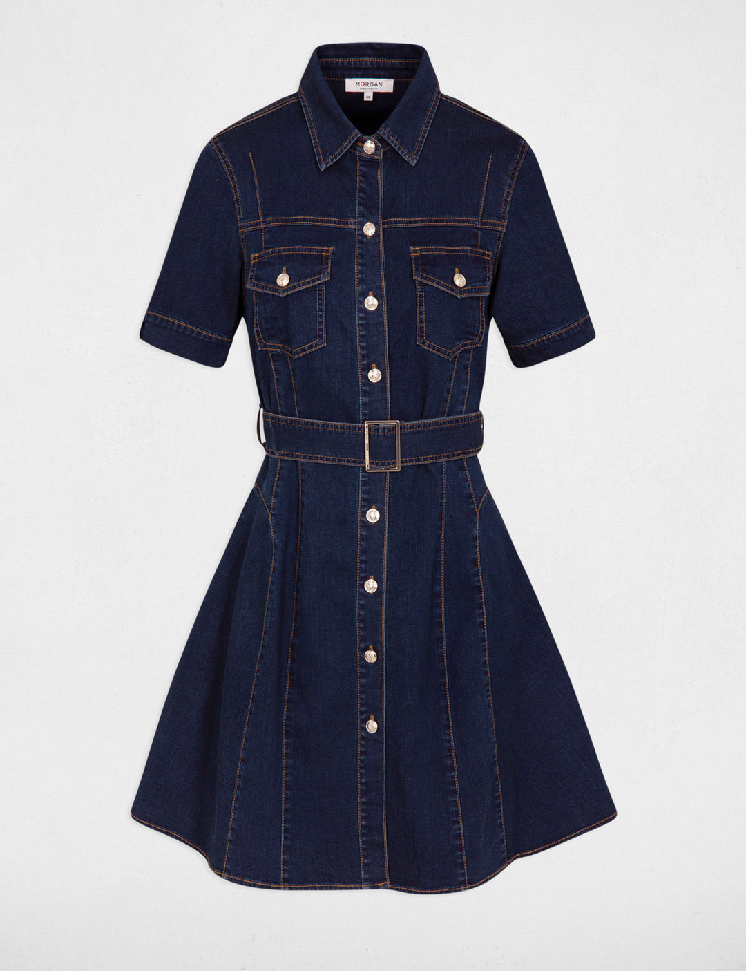 Robe courte patineuse en jean
