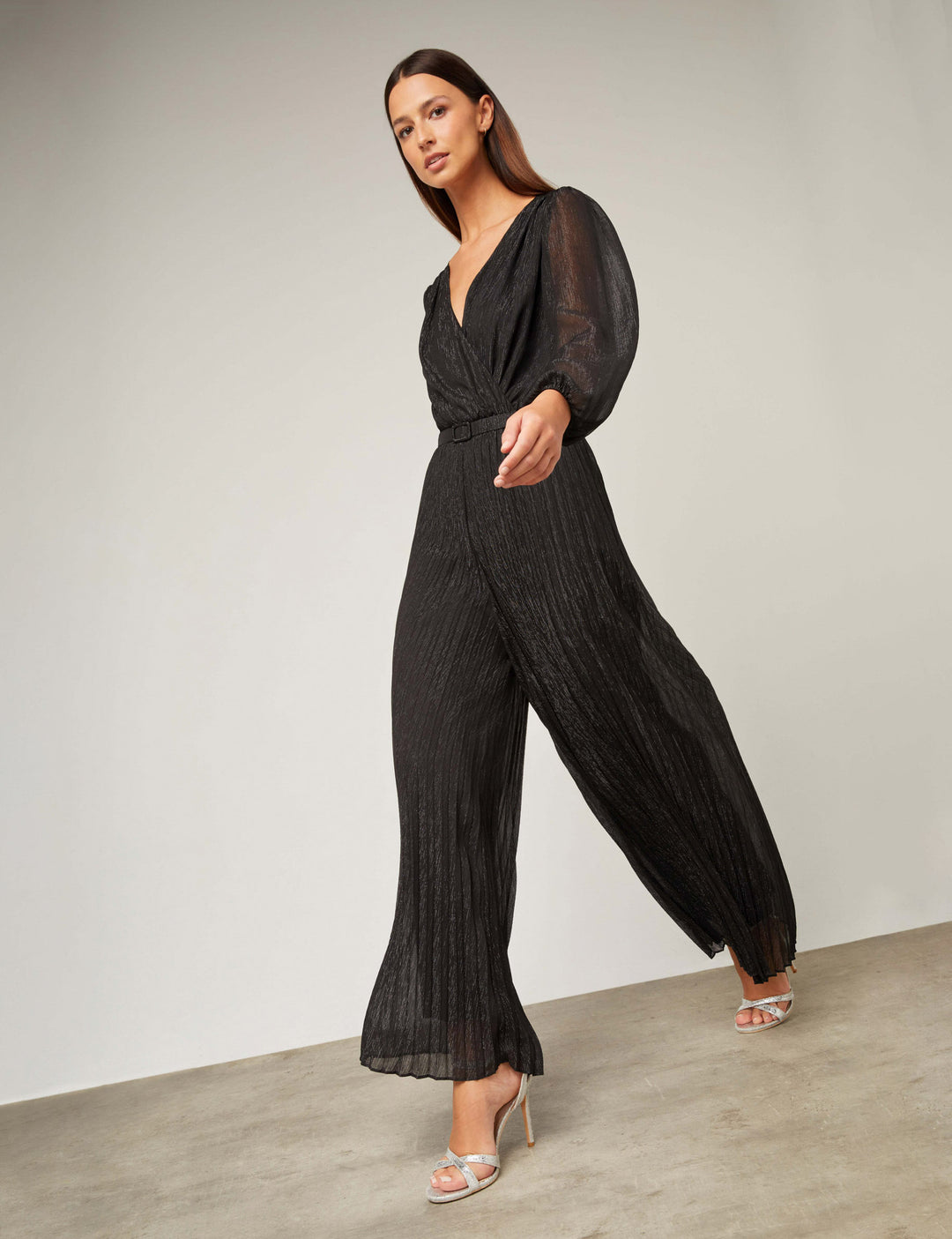 Combinaison jambes larges plissées