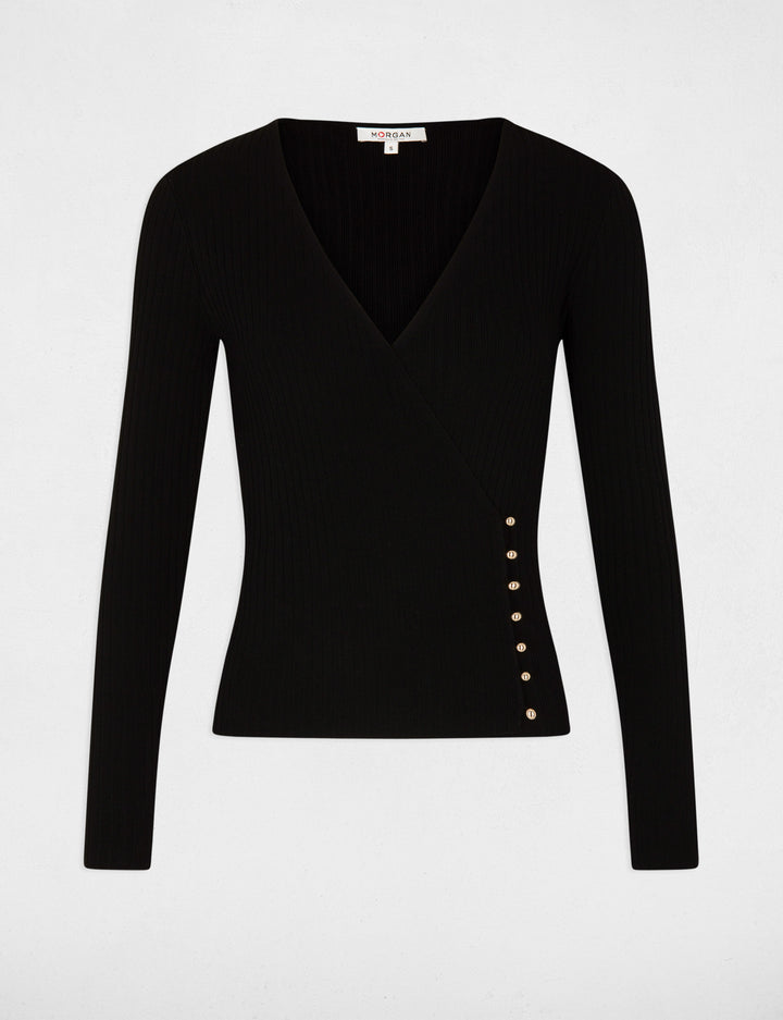 Pull manches longues col cache-coeur