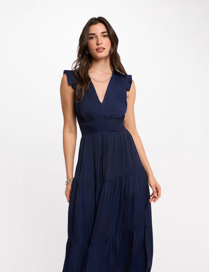 Robe longue col v