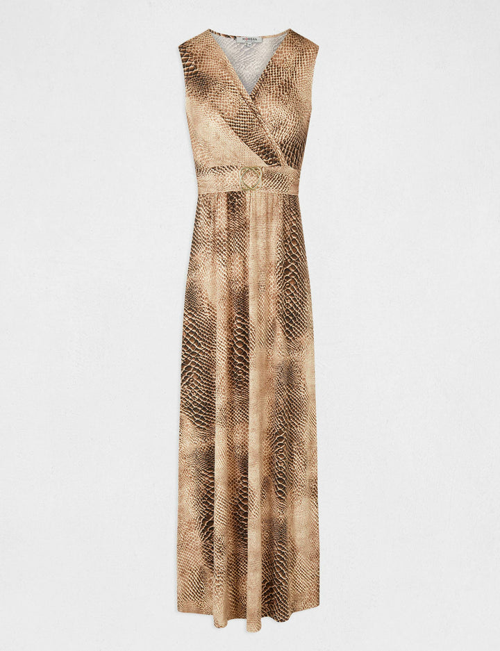 Robe longue droite imprimé animalier
