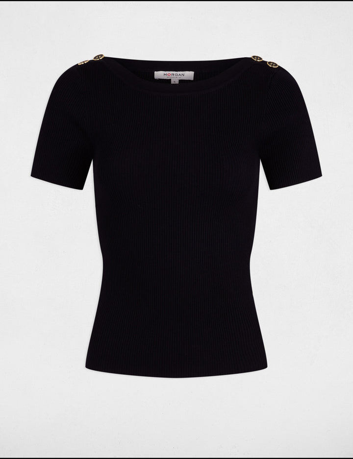 Pull col bateau et boutons