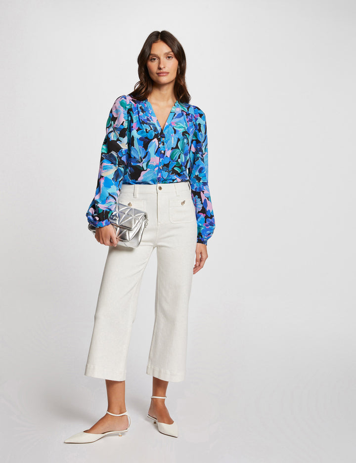Chemise col en V imprimée