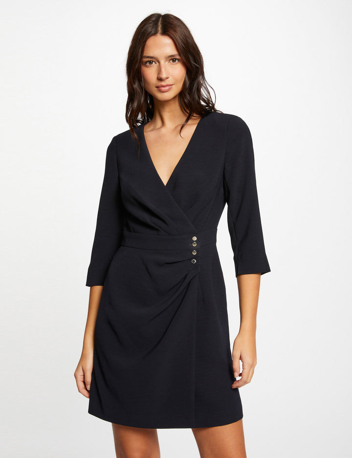 Robe portefeuille drapée manches 3/4