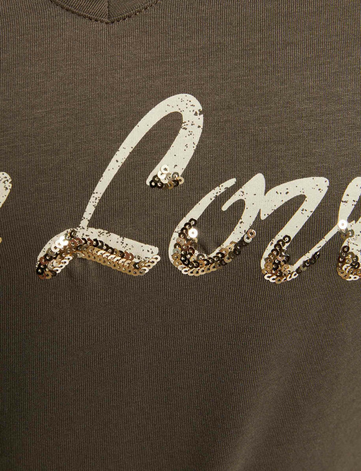T-shirt inscription et sequins