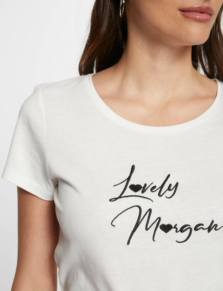 T-shirt à  inscription brodée
