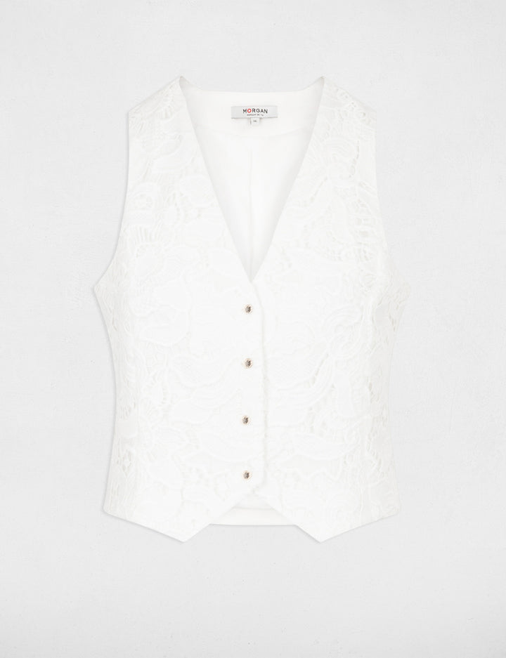 Gilet sans manches dentelle