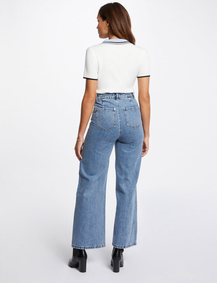 Pull col polo manches courtes