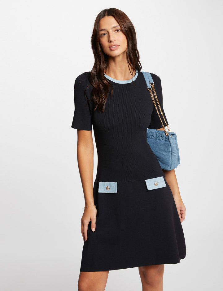 Robe tricot détails en jean