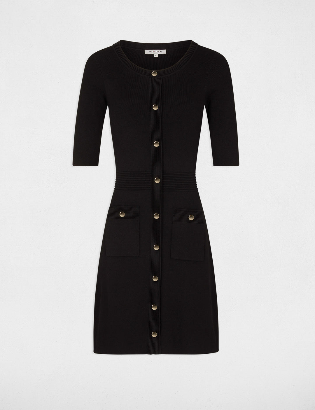 Robe pull ajustée manches courtes
