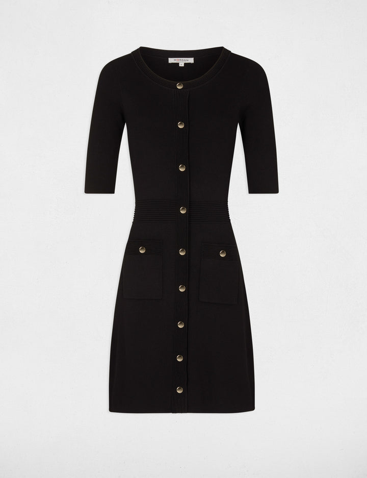 Robe pull ajustée manches courtes