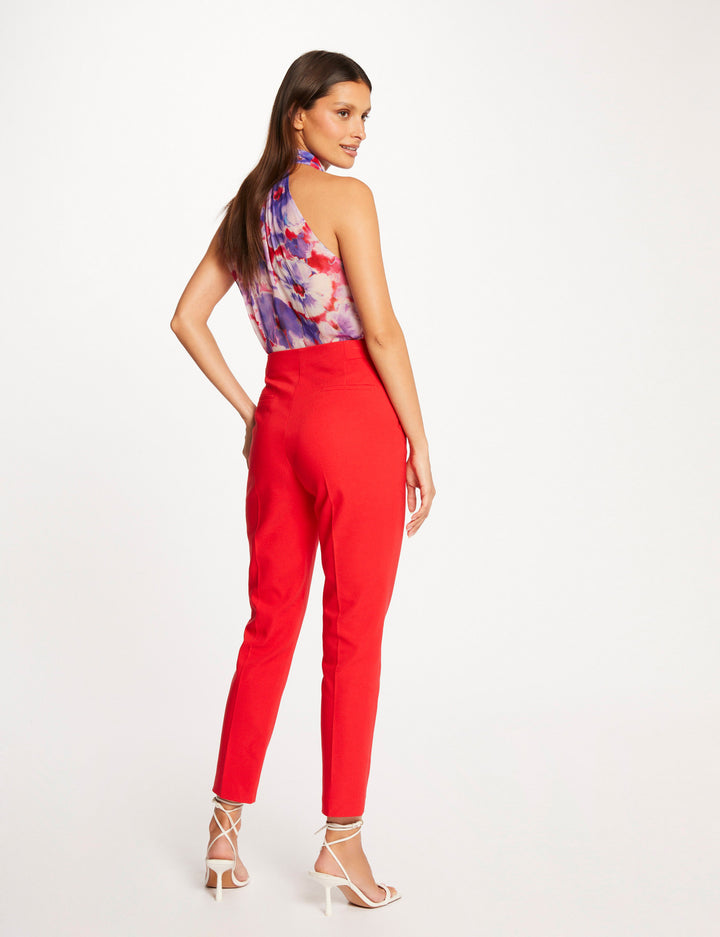 Pantalon city ajusté boucle et pinces