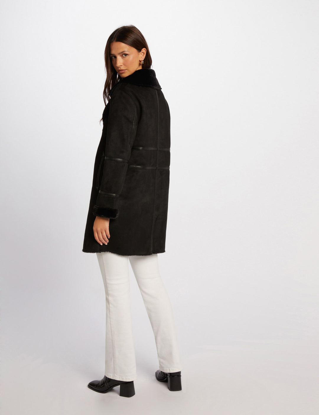 Manteau long suédine
