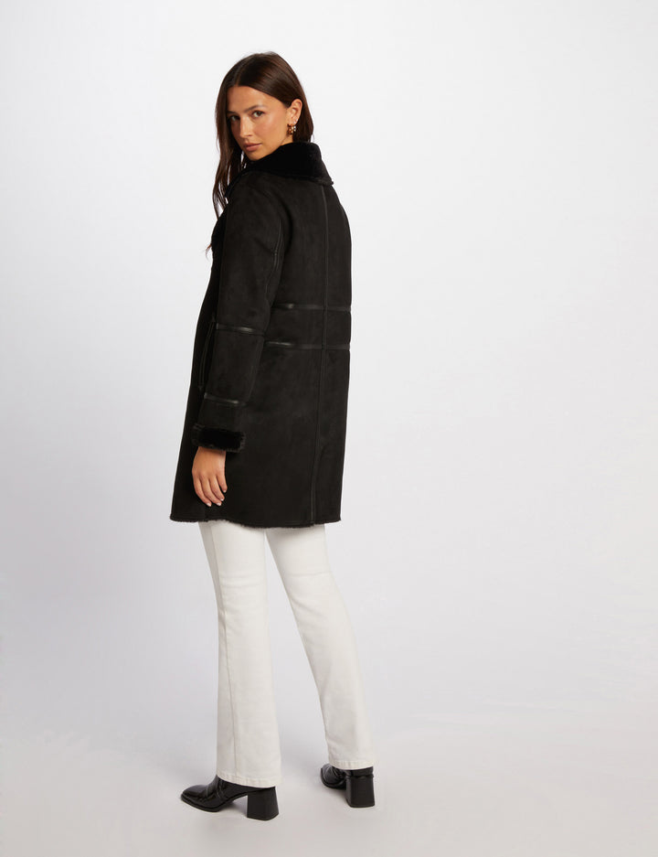 Manteau long suédine
