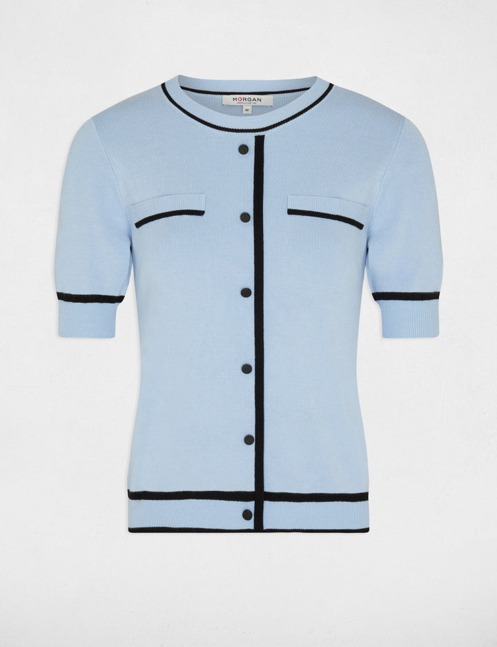 Pull col rond manches courtes