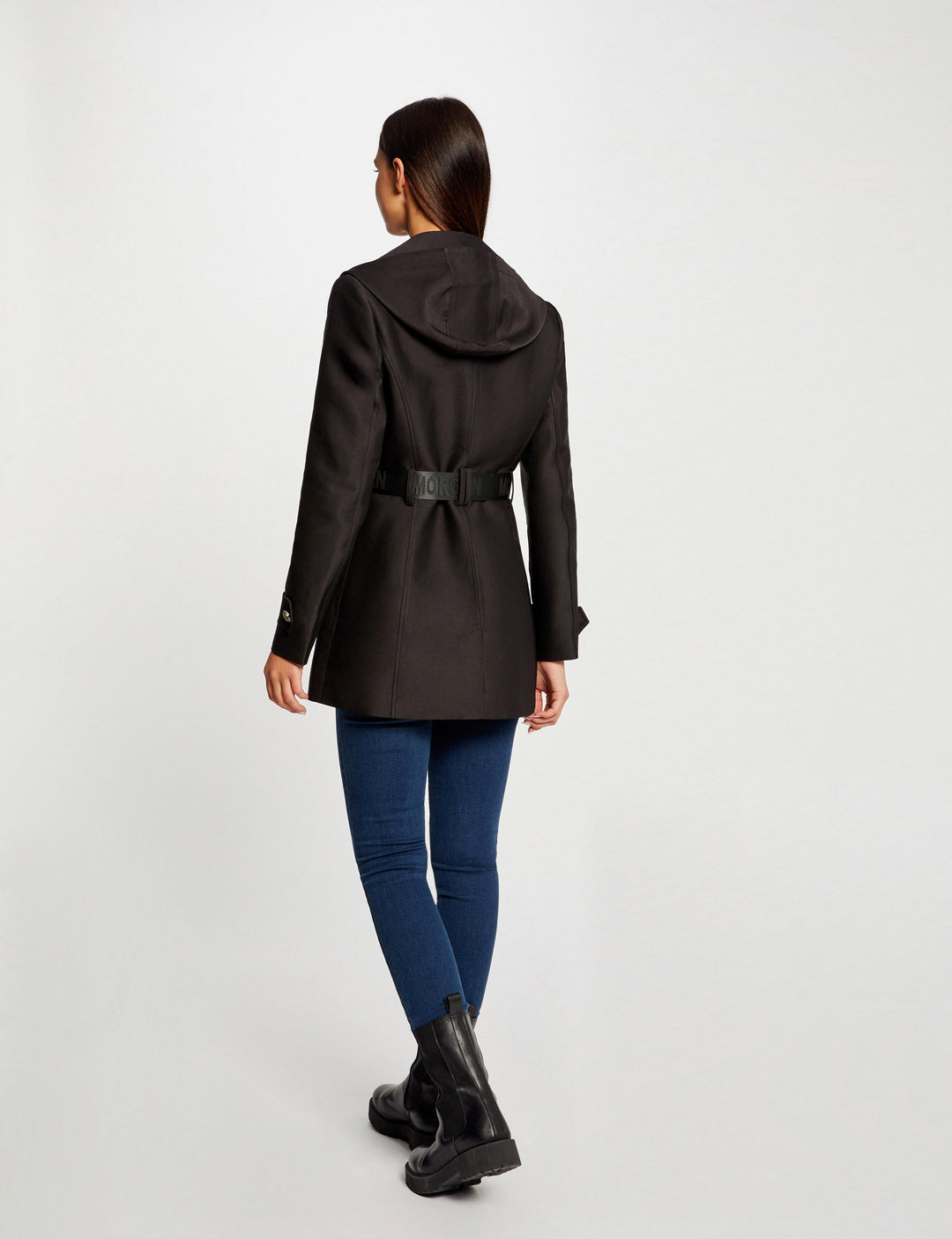 Trench droit ceinturé à  capuche