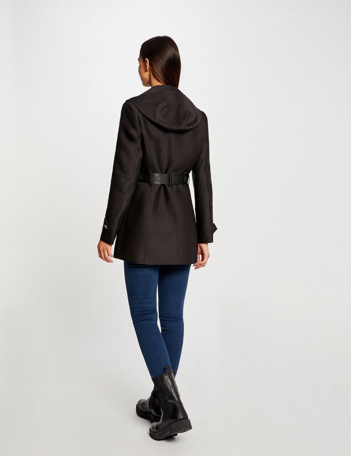 Trench droit ceinturé à  capuche