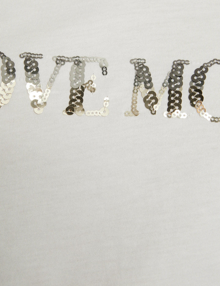 T-shirt inscription et sequins