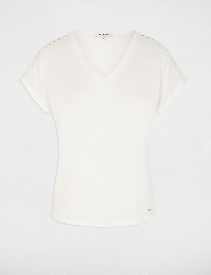 T-shirt col v manches courtes