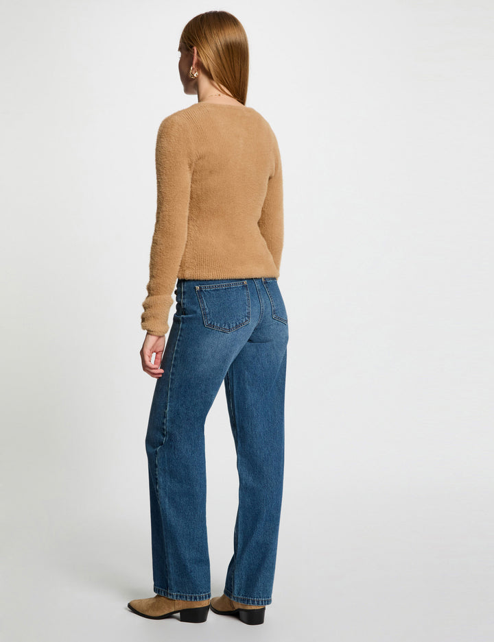 Pull manches longues maille duveteuse