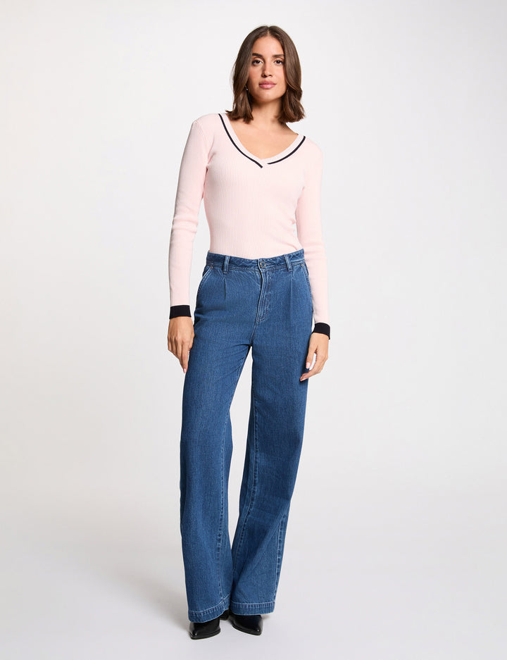 Pull manches longues col en V