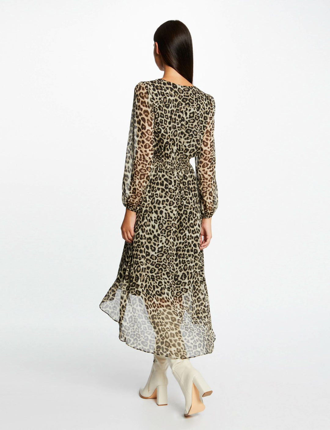 Robe midi portefeuille imprimé léopard