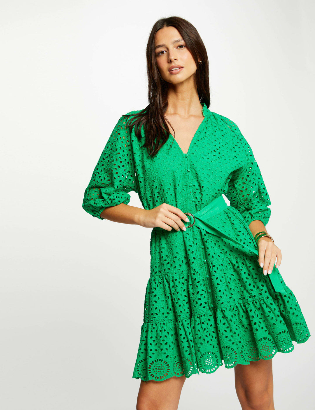 Robe courte trapèze brodée