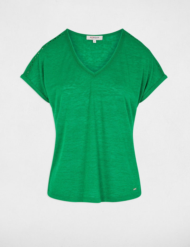 T-shirt col v manches courtes