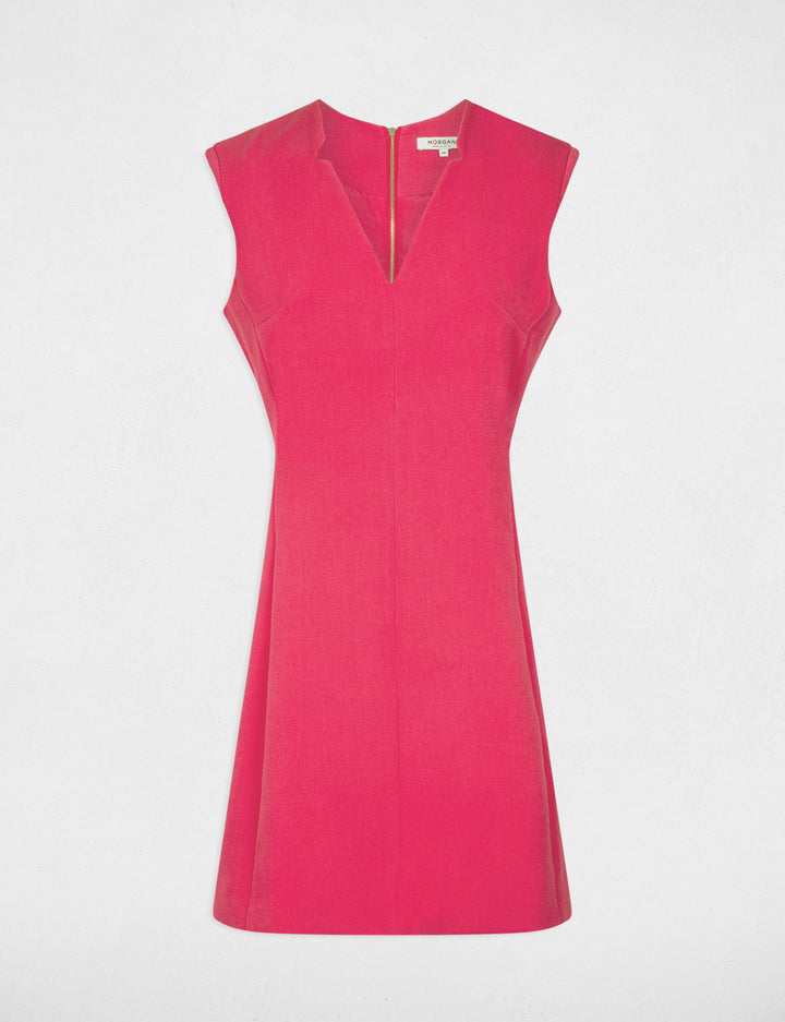 Robe courte droite col en V