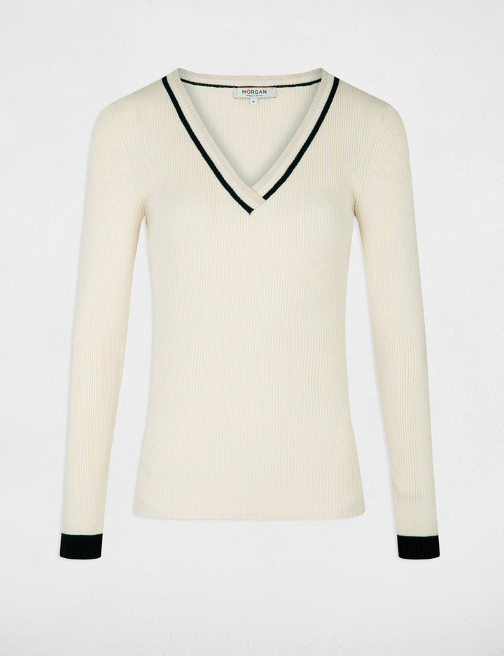 Pull manches longues col en V