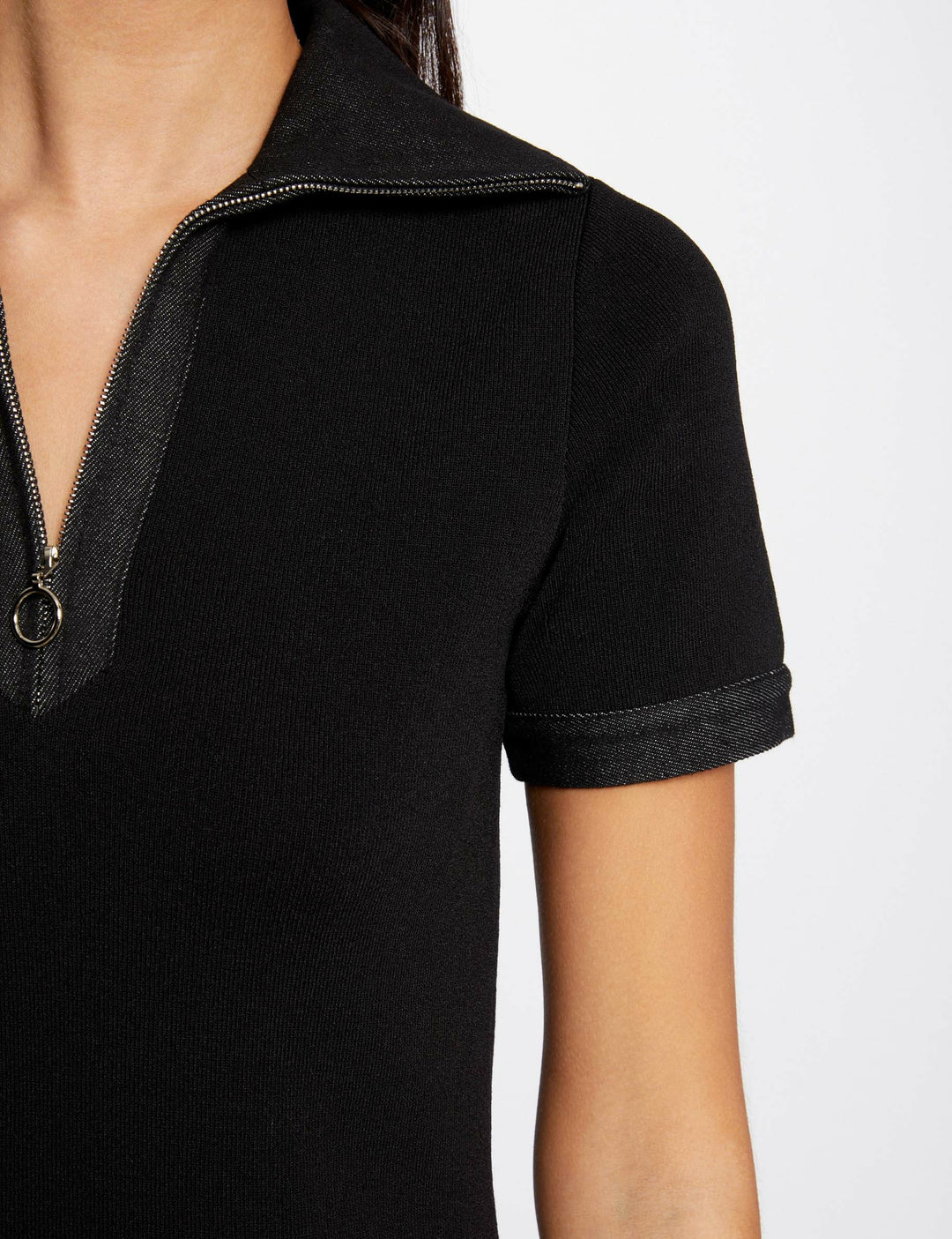 Robe pull droite détails en jean
