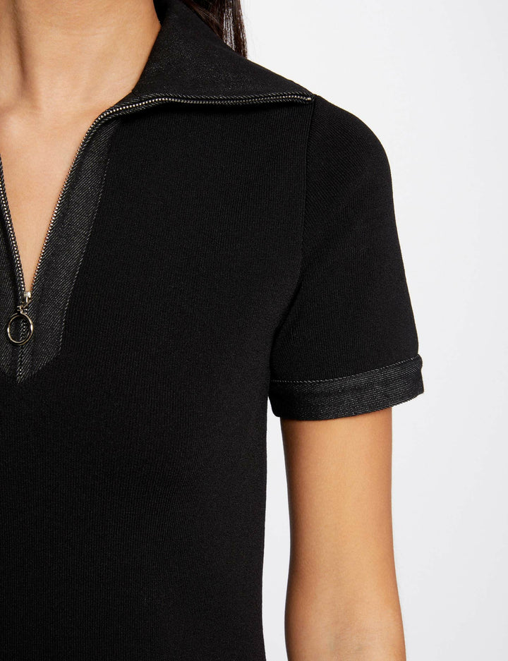 Robe pull droite détails en jean
