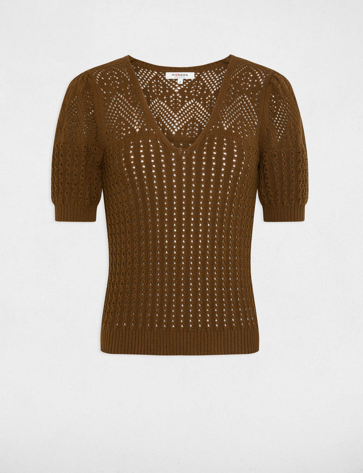 Pull manches courtes ajouré