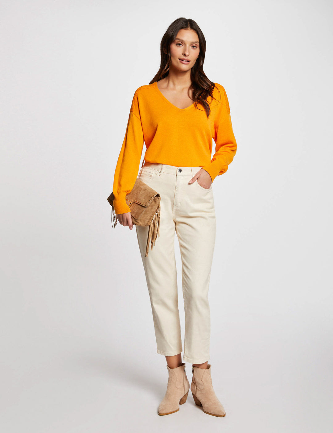 Pull col en V manches longues