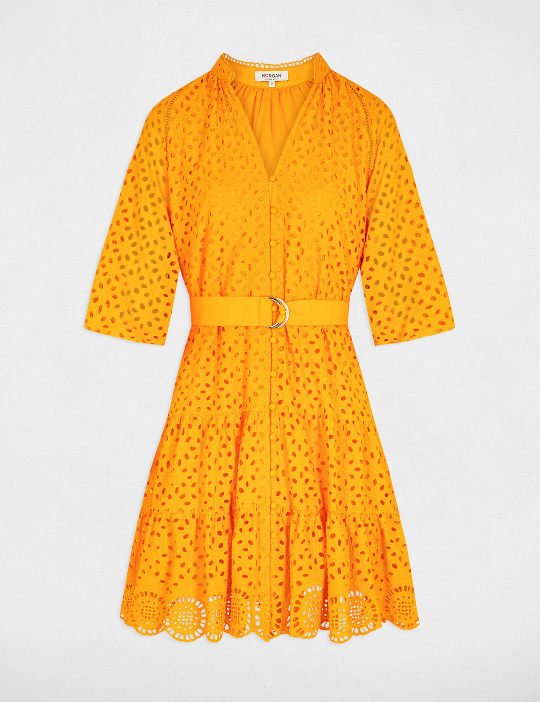 Robe courte trapèze brodée