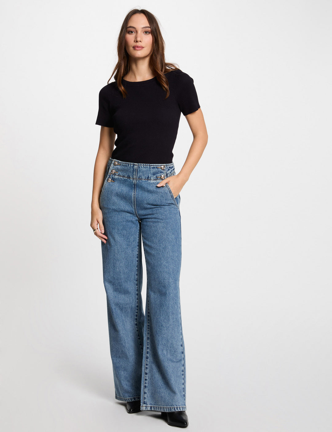 Pull col bateau et boutons