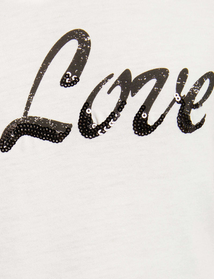 T-shirt inscription et sequins