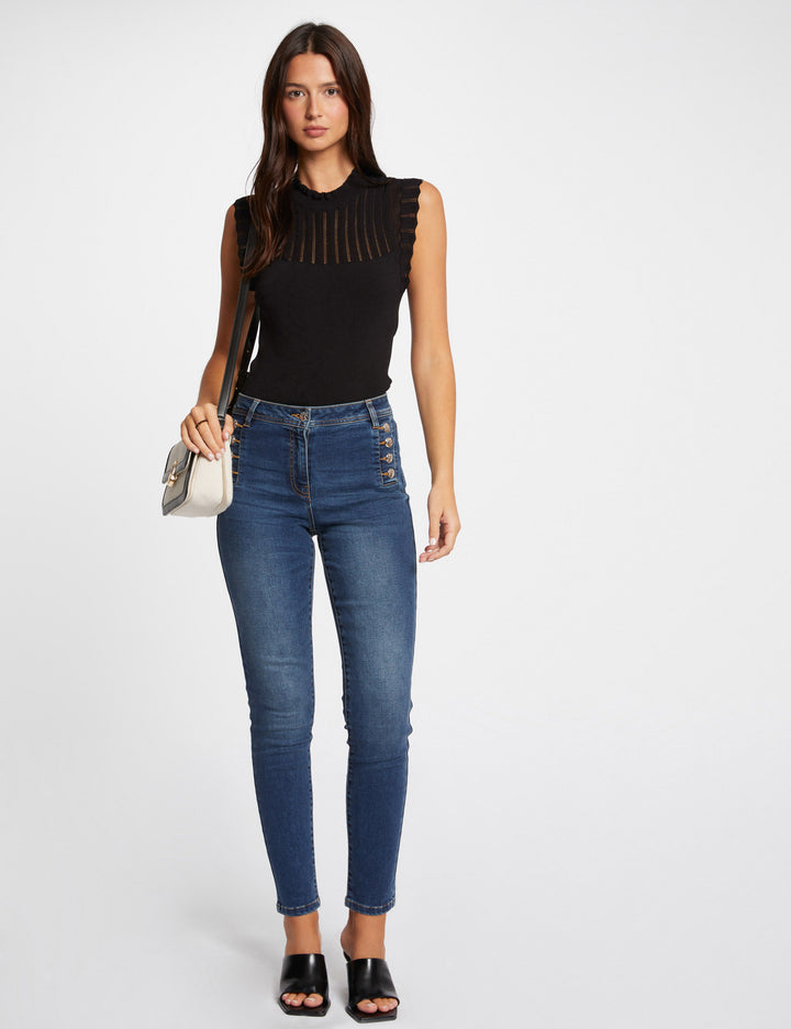 Jeans slim avec boutons