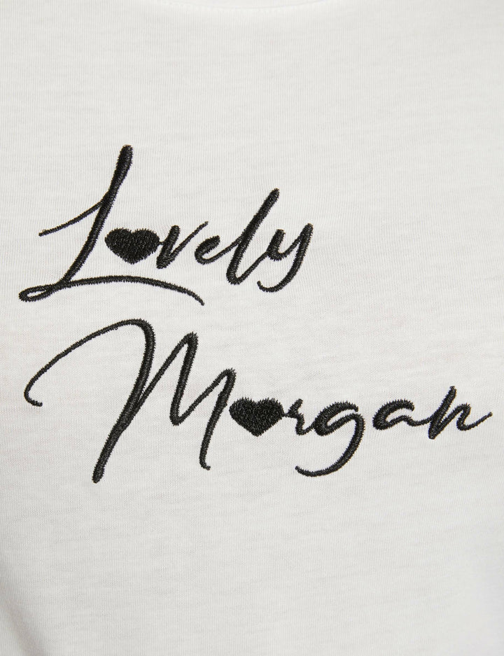 T-shirt à  inscription brodée